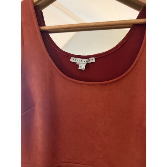 NWOT Haute Monde Women's Sleeveless Orange Suede Bodycon Lace Dress Size Small - Picture 2 of 4